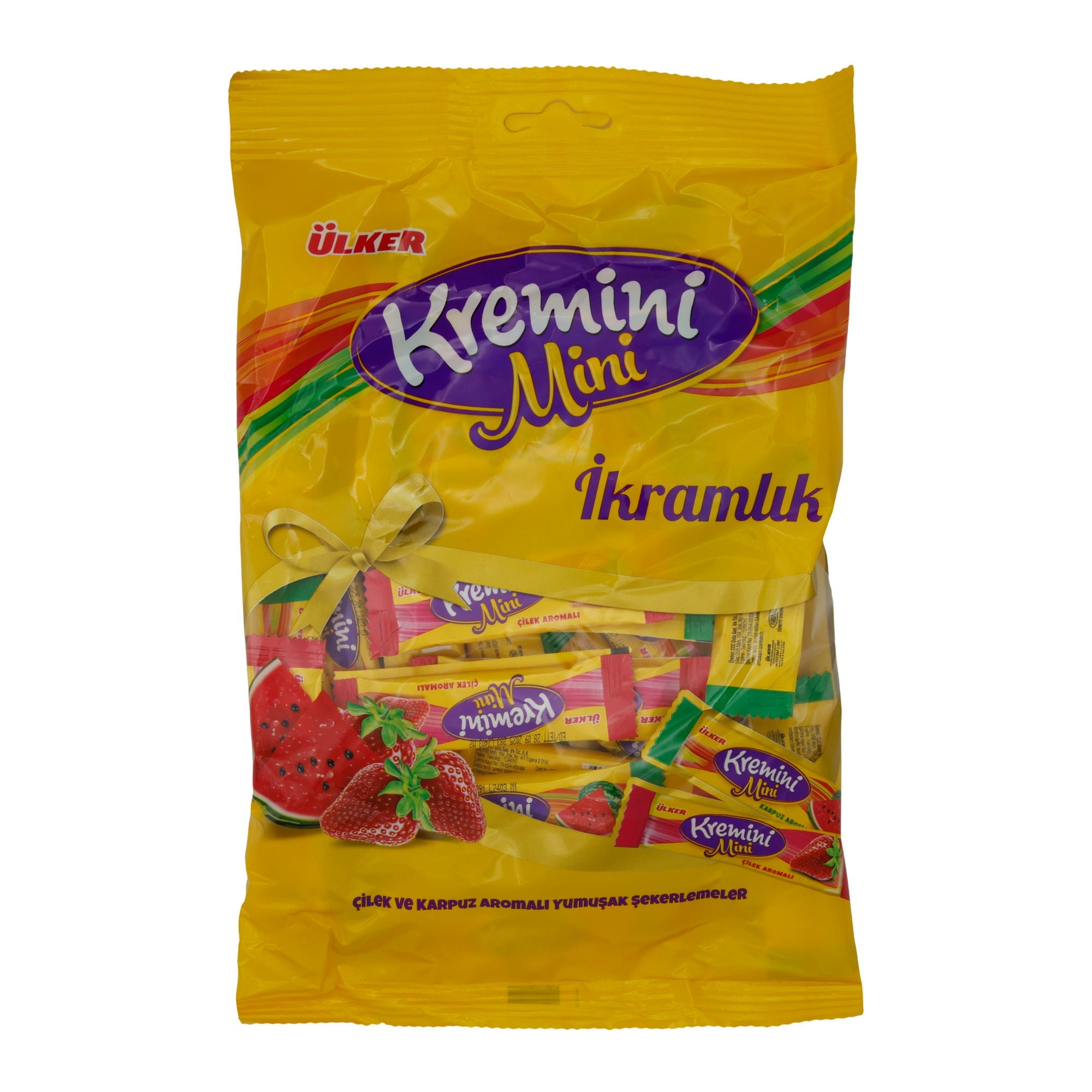 Bonbons Ülker | Kremini Mini Ikranlık | Fruchtig-süße Karamellbonbons mit Erdbeer- und Wassermelonengeschmack | 252 g UELKER